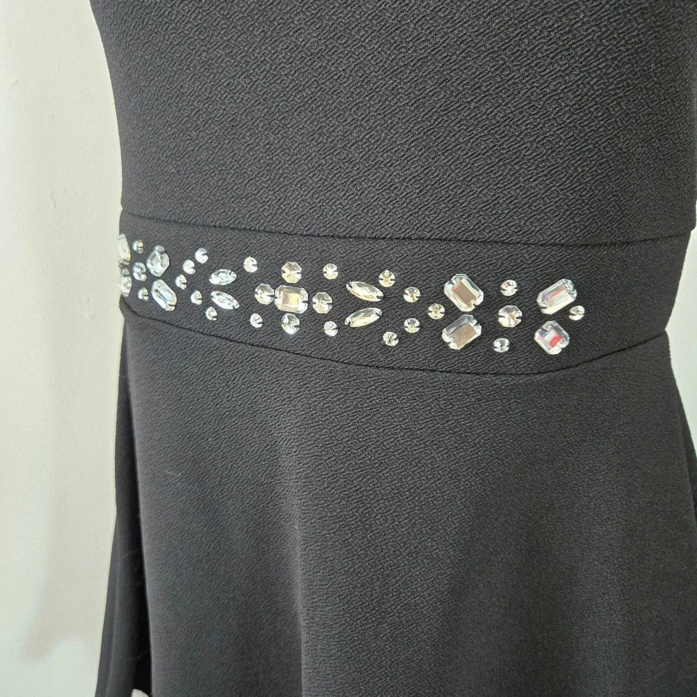 The Children's Place Kids Dress XXL 16 Black New Rhinestone Mesh Fit Flare Party